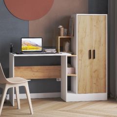 Стол компьютерный СКМ-1 ЛДСП Белый/Дуб крафт золотой в Нытве - nytva.mebel24.online | фото