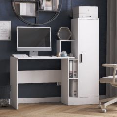 Стол компьютерный СКМ-2 ЛДСП Белый в Нытве - nytva.mebel24.online | фото