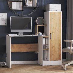 Стол компьютерный СКМ-2 ЛДСП Белый/Дуб крафт золотой в Нытве - nytva.mebel24.online | фото
