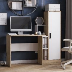 Стол компьютерный СКМ-2 ЛДСП Белый/Дуб сонома в Нытве - nytva.mebel24.online | фото