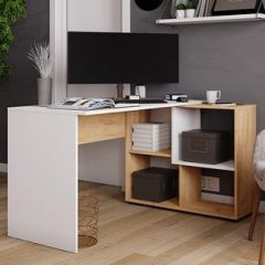 Стол компьютерный угловой СКМУ-4 Белый/Дуб крафт золотой в Нытве - nytva.mebel24.online | фото