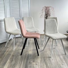 Стул ELVIS WZ2042-01 молочный фактурный велюр / белый каркас М-City в Нытве - nytva.mebel24.online | фото 2