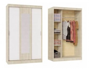 БАРИ Шкаф-купе с зеркалом (1300) Дуб Сонома/Белый в Нытве - nytva.mebel24.online | фото