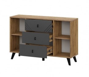 БАЙКАЛ Комод 3 ящика двухстворчатый (Графит/Дуб золотой) в Нытве - nytva.mebel24.online | фото 2
