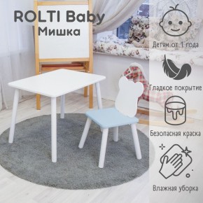 Детский комплект стол и стул «Мишка» Rolti Baby  (голубая столешница/голубое сиденье/белые ножки) в Нытве - nytva.mebel24.online | фото