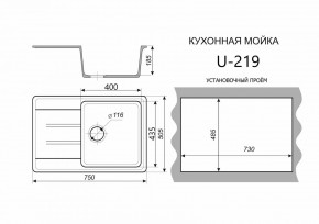Каменная мойка ULSTONE U-219 (755х505) в Нытве - nytva.mebel24.online | фото 2