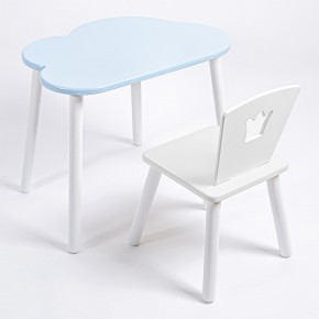 Комплект детский стол ОБЛАЧКО и стул КОРОНА ROLTI Baby (голубая  столешница/белое сиденье/белые ножки) в Нытве - nytva.mebel24.online | фото 1