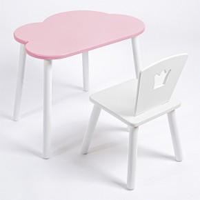 Комплект детский стол ОБЛАЧКО и стул КОРОНА ROLTI Baby (розовая столешница/белое сиденье/белые ножки) в Нытве - nytva.mebel24.online | фото