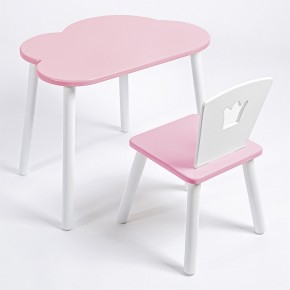 Комплект детский стол ОБЛАЧКО и стул КОРОНА ROLTI Baby (розовая столешница/розовое сиденье/белые ножки) в Нытве - nytva.mebel24.online | фото