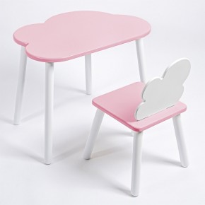 Комплект детский стол ОБЛАЧКО и стул ОБЛАЧКО ROLTI Baby (розовая столешница/розовое сиденье/белые ножки) в Нытве - nytva.mebel24.online | фото