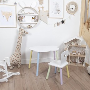 Комплект детский стол ОБЛАЧКО и стул ЗВЕЗДА ROLTI Baby (белая столешница/белое сиденье/цветные ножки) в Нытве - nytva.mebel24.online | фото