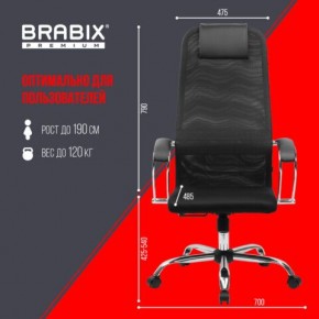 Кресло BRABIX PREMIUM "Ultimate EX-800" хром, плотная двойная сетка Х2, черное, 532911 в Нытве - nytva.mebel24.online | фото 6