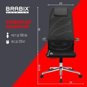 Кресло BRABIX PREMIUM "Ultimate EX-801" хром, плотная двойная сетка Х2, черное, 532917 в Нытве - nytva.mebel24.online | фото 7