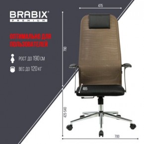 Кресло BRABIX PREMIUM "Ultimate EX-801" хром, плотная двойная сетка Х2, черное/коричневое, 532920 в Нытве - nytva.mebel24.online | фото 6