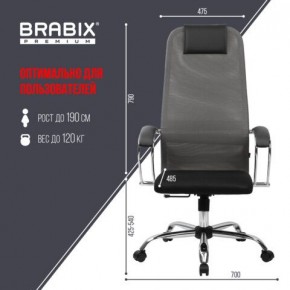 Кресло офисное BRABIX PREMIUM "Ultimate EX-800" хром, плотная двойная сетка Х2, черное/серое, 532912 в Нытве - nytva.mebel24.online | фото 3