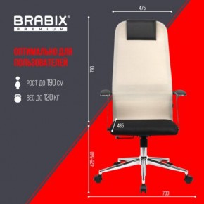 Кресло офисное BRABIX PREMIUM "Ultimate EX-801" хром, плотная двойная сетка Х2, черное/бежевое, 532919 в Нытве - nytva.mebel24.online | фото 6