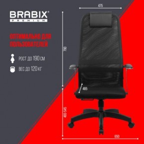 Кресло офисное BRABIX PREMIUM "Ultimate EX-801" пластик, плотная двойная сетка Х2, черное, 532922 в Нытве - nytva.mebel24.online | фото 5