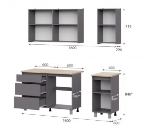 Кухонный гарнитур ДЕНВЕР (1600) Графит серый/Дуб Сонома в Нытве - nytva.mebel24.online | фото 2