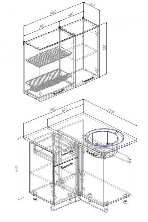 Кухонный гарнитур угловой Антрацит 1000х1000 (Стол. 26мм) в Нытве - nytva.mebel24.online | фото 2