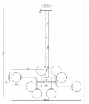 Люстра на штанге Maytoni Erich MOD221-PL-12-G в Нытве - nytva.mebel24.online | фото 3