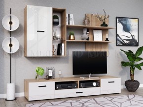 Нэнси New Тумба ТВ ЛДСП (2дв.+1ящ.) Белый глянец/Сонома в Нытве - nytva.mebel24.online | фото 3