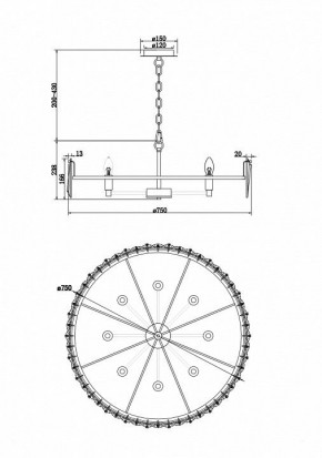 Подвесной светильник Maytoni Puntes MOD043PL-08CH в Нытве - nytva.mebel24.online | фото 4