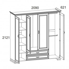 Шкаф 4D2S Z, TIFFANY, цвет вудлайн кремовый в Нытве - nytva.mebel24.online | фото 1