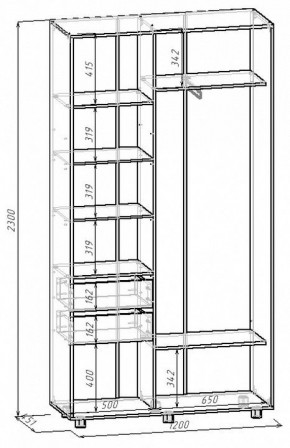 Шкаф-купе Удачный 1200x450x2300 в Нытве - nytva.mebel24.online | фото 3