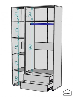 Шкаф Linnea MHR-3-2 2050х1200х510 (ДВ-М 11.1.25) в Нытве - nytva.mebel24.online | фото 3