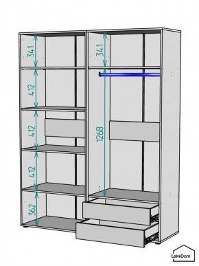 Шкаф Linnea MHR-4-2 2050х1600х510 (Графит-М 11.1.25) в Нытве - nytva.mebel24.online | фото 3