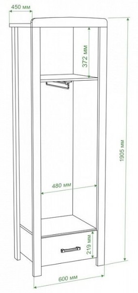 Шкаф платяной Бартоло Ш1Д в Нытве - nytva.mebel24.online | фото 2