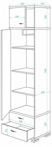 Шкаф платяной Домино КС-10 в Нытве - nytva.mebel24.online | фото 2
