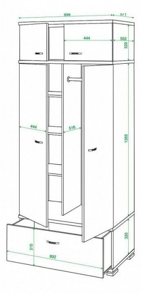 Шкаф платяной Домино КС-20 в Нытве - nytva.mebel24.online | фото 3