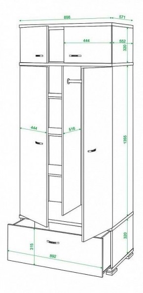 Шкаф платяной Домино КС-20 в Нытве - nytva.mebel24.online | фото 3