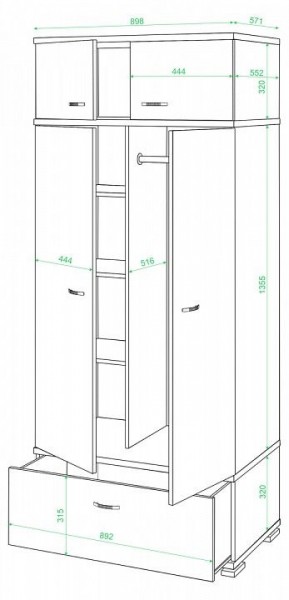 Шкаф платяной Домино КС-20 в Нытве - nytva.mebel24.online | фото 2