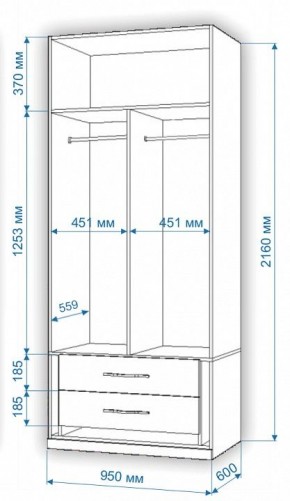 Шкаф платяной Нобиле Пл-95/60 в Нытве - nytva.mebel24.online | фото 2
