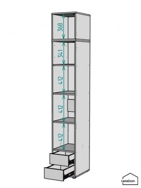 Шкаф с антресолью Linnea MHR-1A-4 2450х400х510 (ДВ-М 11.1.25) в Нытве - nytva.mebel24.online | фото 3