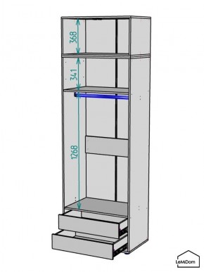 Шкаф с антресолью Linnea MHR-2A-3 2450х800х510 (Графит-М 11.1.25) в Нытве - nytva.mebel24.online | фото 3