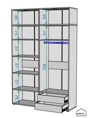 Шкаф с антресолью Linnea MHR-4A-2 2450х1600х510 (ДВ-М 11.1.25) в Нытве - nytva.mebel24.online | фото 3