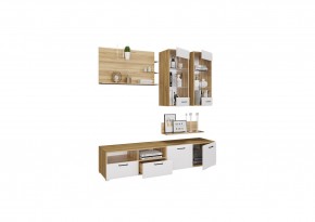 Стенка НЕНСИ 3 (Крафт золотой/Белый глянец) в Нытве - nytva.mebel24.online | фото 2