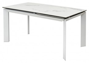 Стол CREMONA 140 HIGH GLOSS STATUARIO Белый мрамор глянцевый, керамика/ белый каркас, ®DISAUR в Нытве - nytva.mebel24.online | фото 1