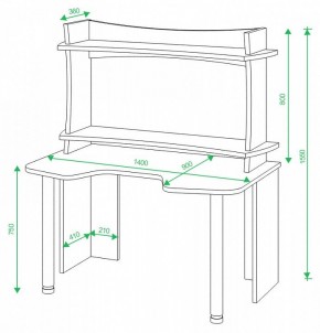 Стол компьютерный Домино Lite СКЛ-Игр140+НКИЛ140ВЛ в Нытве - nytva.mebel24.online | фото 2
