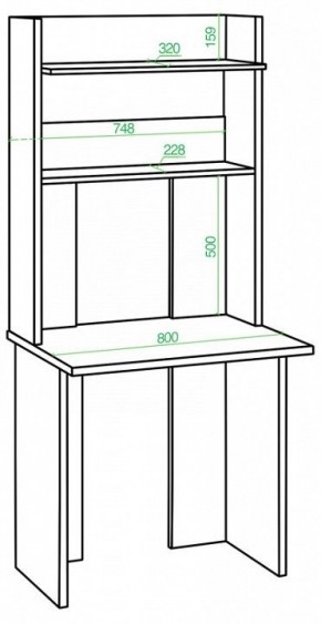 Стол компьютерный Домино Lite СКЛ-Прям80Р+НКЛХ в Нытве - nytva.mebel24.online | фото 2