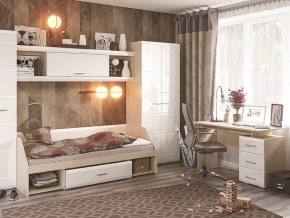 Стол компьютерный Симба Дуб белфорт-Белый глянец в Нытве - nytva.mebel24.online | фото 3