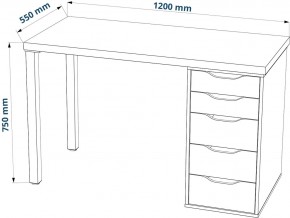 Стол письменный Ингар 1/5Т 120x75x55, дуб беленый/белый в Нытве - nytva.mebel24.online | фото 3