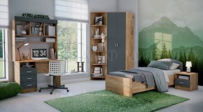 МАРТИНА Стол письменный с надстройкой (Графит/Дуб крафт) в Нытве - nytva.mebel24.online | фото 2