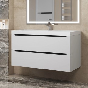 Тумба под раковину Uperwood Tanos 100 см, подвесная, белая/графит в Нытве - nytva.mebel24.online | фото