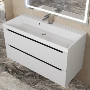 Тумба под раковину Uperwood Tanos 100 см, подвесная, белая/графит в Нытве - nytva.mebel24.online | фото 10