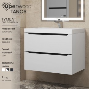 Тумба под раковину Uperwood Tanos 70 см, подвесная, белая/графит в Нытве - nytva.mebel24.online | фото 3