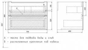 Тумба под раковину Uperwood Tanos 70 см, подвесная, белая/графит в Нытве - nytva.mebel24.online | фото 7